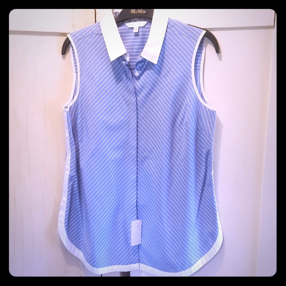 Brooks Brothers sleeveless button down.